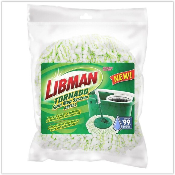 Libman 4/Pack Tornado Spin Mop Replacement Mop Head #1284 NEW - Picture 6 of 12